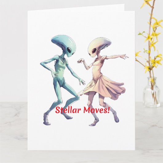 Dancing Aliens Kaart (Gele Bloem)