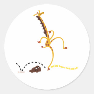 DANCING AROUND BAD STUFF GIRAFFE beroemd gemaakt d Ronde Sticker