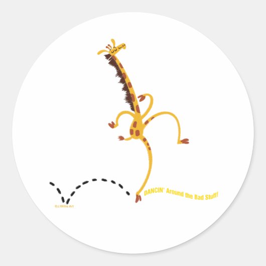 DANCING AROUND BAD STUFF GIRAFFE beroemd gemaakt d Ronde Sticker (Voorkant)