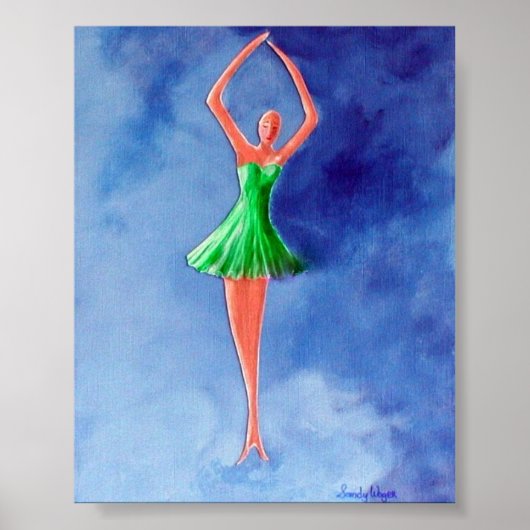 Dancing Ballerina, Green Poster (Voorkant)