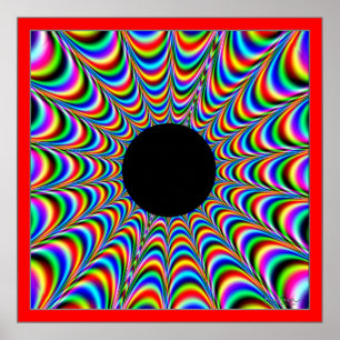 Dancing Black Circle with Beaming Colors Poster