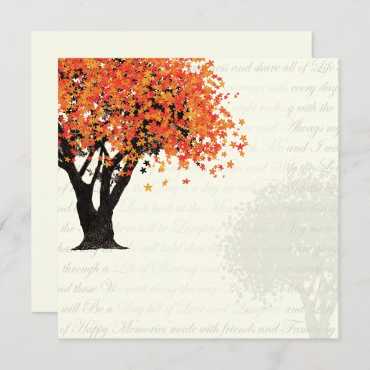 Dancing Blooms Tree Invitation Kaart (Voorkant / Achterkant)