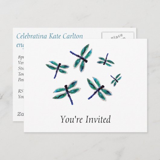 Dancing Blue Dragonfly Briefkaart (Voorkant / Achterkant)