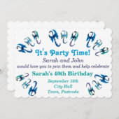 Dancing Blue Dragons Party Invitation (Devant / Derrière)