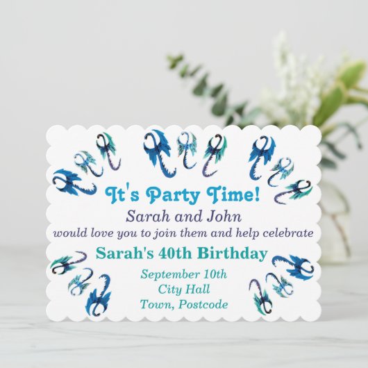 Dancing Blue Dragons Party Invitation (Debout devant)