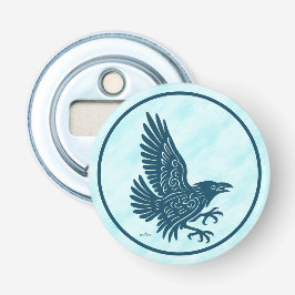 Dancing Blue Raven Button Flesopener