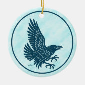 Dancing Blue Raven Keramisch Ornament (Voorkant)