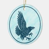 Dancing Blue Raven Keramisch Ornament (Links)