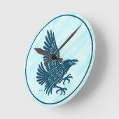 Dancing Blue Raven Ronde Klok (Hoek)