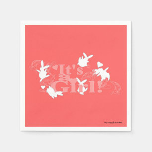Dancing Bunnies Het is een meisje! Roze Baby showe Servet
