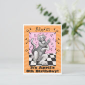 Dancing Cat Cute Anniversaire Carte d'invitation (Debout devant)