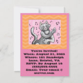 Dancing Cat Cute Anniversaire Carte d'invitation (Dos)