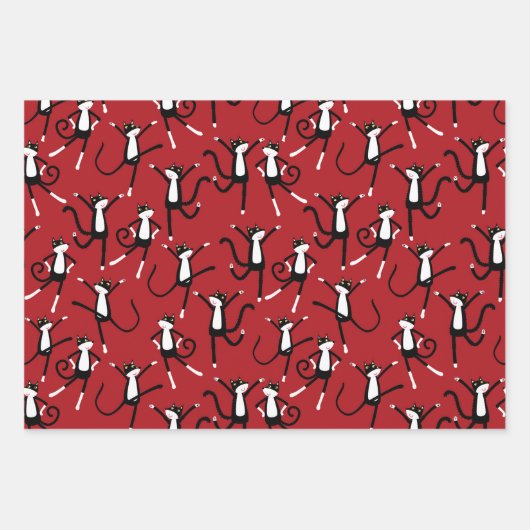 Dancing Cat Pattern Fun Inpakpapier Vel (Voorkant 2)