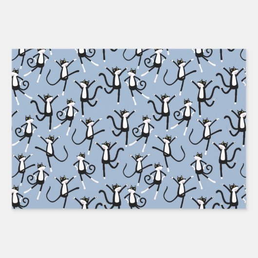 Dancing Cat Pattern Fun Inpakpapier Vel (Voorkant)
