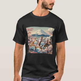 Dancing cats and Mt.Fuji T-shirt
