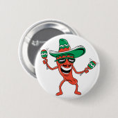 Dancing Chili Pepper Ronde Button 5,7 Cm (Voorkant /achterkant)