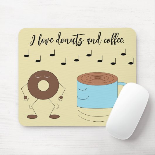 Dancing Chocolate Frosted Donut & Coffee Mok Muismat (Met muis)