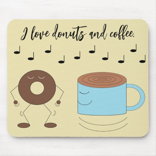 Dancing Chocolate Frosted Donut & Coffee Mok Muismat (Voorkant)