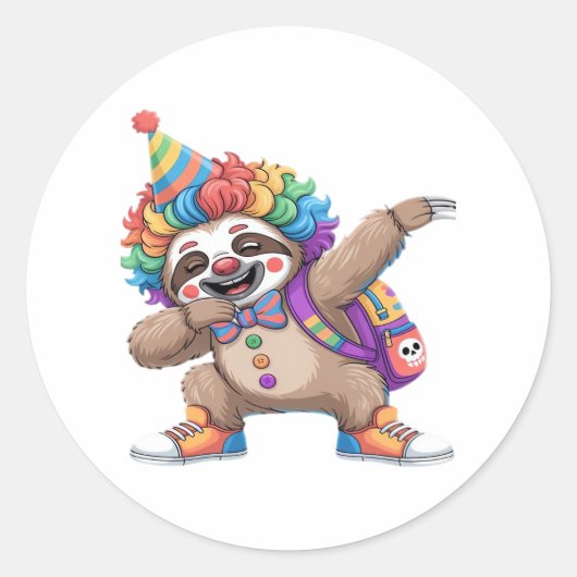 Dancing Clown Dabbing Spooky Halloween luiaards Ov Ronde Sticker (Voorkant)