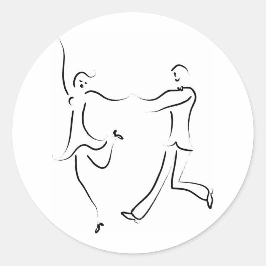 Dancing Couple Sketch Ronde Sticker (Voorkant)