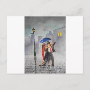 DANCING COUPLE UMBRELLA BRIEFKAART