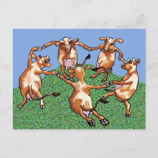 Dancing cows briefkaart (Voorkant)