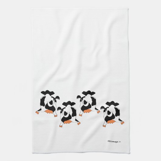 Dancing Cows Kitchen Towel Theedoek (Verticaal)