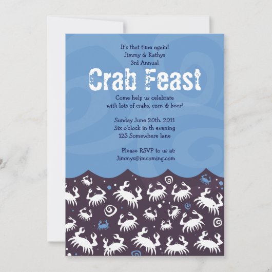 Dancing CRAB FEST FEST Dîner Invitation (Devant)