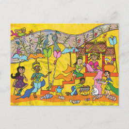 Dancing Devas - Apsara Cartoon Briefkaart