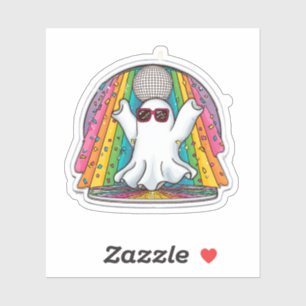 Dancing Disco Ghost Sticker – Kleurrijke Cartoon G