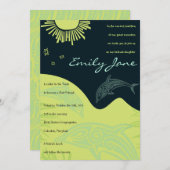 DANCING DOLPHINS Bat Mitzvah Uitnodiging (Voorkant / Achterkant)