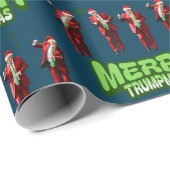Dancing Donald Trump MAGA Kerst Cadeaupapier (Rol Hoek)