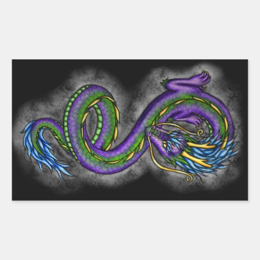 Dancing Dragon Rechthoekige Sticker (Voorkant)