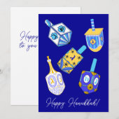 Dancing Dreidels Hanukkah Feestdagenkaart (Voorkant / Achterkant)