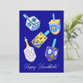 Dancing Dreidels Hanukkah Feestdagenkaart (Staand voorkant)