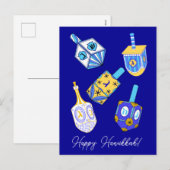 Dancing Dreidels Hanukkah Feestdagenkaart (Voorkant / Achterkant)