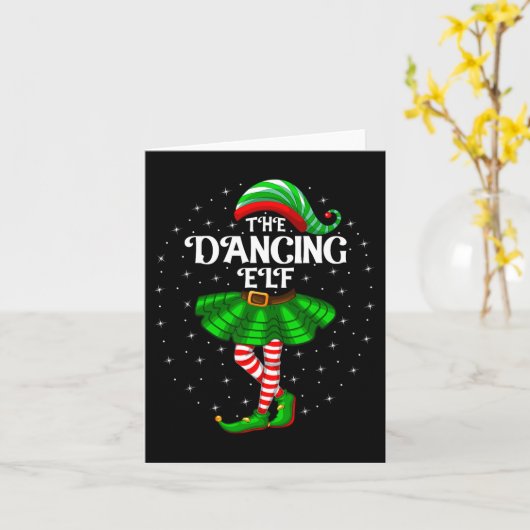 Dancing Elf Kerst Familie Matching Vrouwen Meisjes Kaart (Gele Bloem)