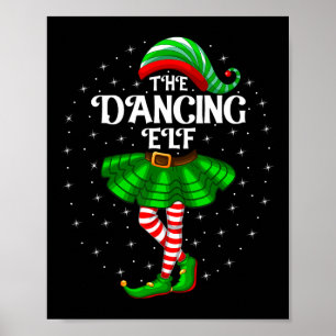 Dancing Elf Kerst Familie Matching Vrouwen Meisjes Poster