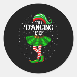 Dancing Elf Kerst Familie Matching Vrouwen Meisjes Ronde Sticker