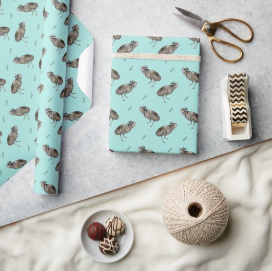 Dancing Emu Pattern Cadeaupapier (Crafts)