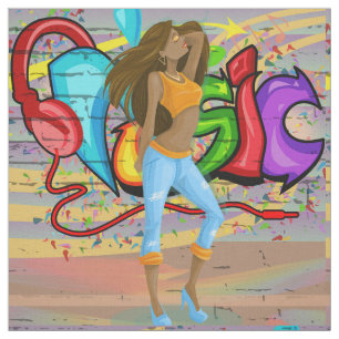 Dancing Femme 1 Musique Graffiti Tissu mural