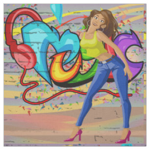 Dancing Femme 2 Musique Graffiti Tissu mural