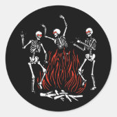 Dancing Fire Valentijnsdag Grappige Botten Hartlie Ronde Sticker (Voorkant)