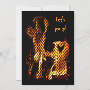 Dancing Flames Halloween Invitation Kaart