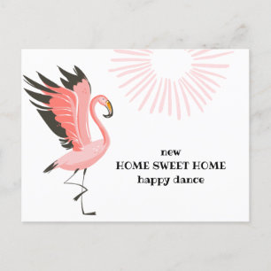 Dancing Flamingo Nieuw adres Verhuizen Aankondigingskaart