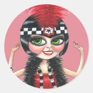 Dancing Flapper Girl Roaring Twenties Ronde Sticker