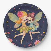 Dancing Floral Fairies1 Gouden Glitter Papier Bord