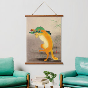 Dancing Fox Ohara Koson 1910 Hangend Wandkleed