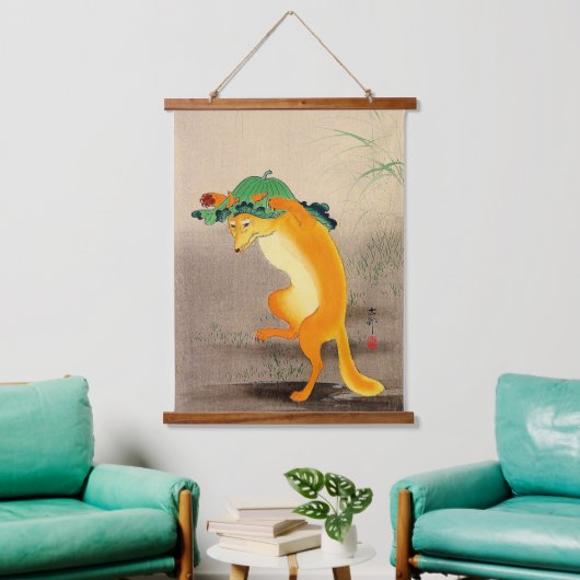 Dancing Fox Ohara Koson 1910 Hangend Wandkleed (Woonkamer)