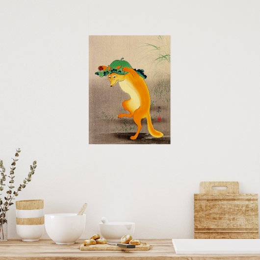 Dancing Fox Ohara Koson 1910 Poster (Keuken)
